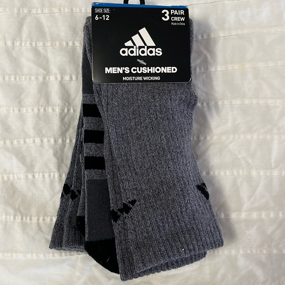 Adidas Men’s Cushioned three crew pair size 6-12